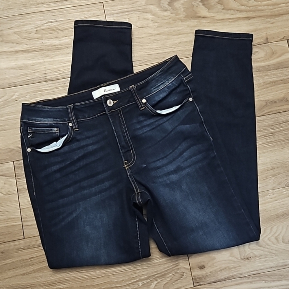 🌟KanCan Denim High-Rise Stretchy Skinny Straight Leg Dark Blue Jeans Juniors 13